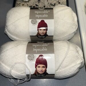 Loops & Threads Impeccable Yarn, White, Lot Of 2 Skeins